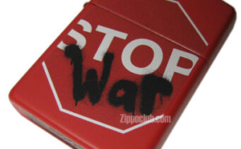 “STOP WAR” Message Design – Red Matte Zippo
